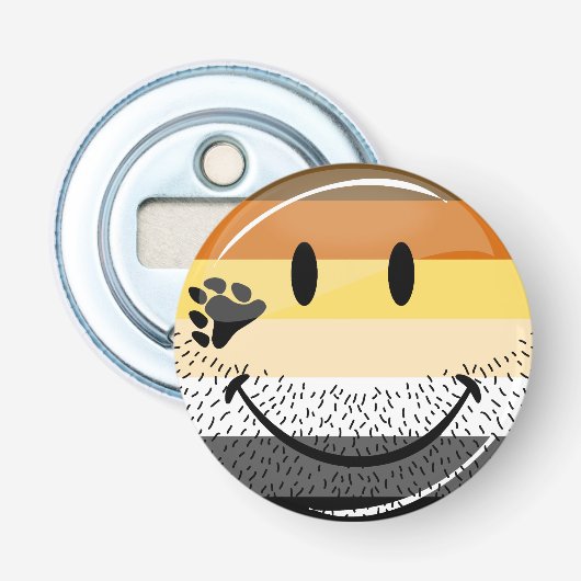 Funny Bearded Happy Gay Beer Pride Flag Button Flesopener (Voorkant)