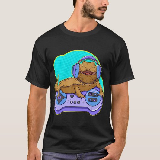 Funny Bearted Dragon Gamer Computer Game Player Li T-shirt (Voorkant)