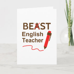 Funny Beast of Best English Teacher Bedankkaart