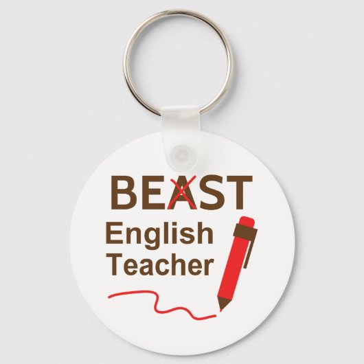 Funny Beast of Best English Teacher Sleutelhanger (Voorkant)