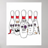 Funny Beat Up Bowling Pins Poster (Voorkant)