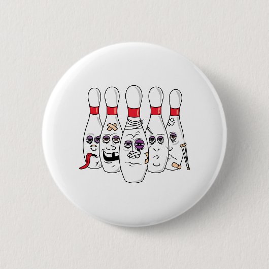 Funny Beat Up Bowling Pins Ronde Button 5,7 Cm (Voorkant)