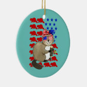 Funny Beaver American Flag Beaver Lover 4th of Keramisch Ornament (Rechts)