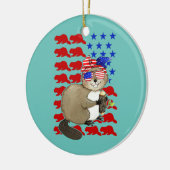 Funny Beaver American Flag Beaver Lover 4th of Keramisch Ornament (Links)
