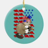 Funny Beaver American Flag Beaver Lover 4th of Keramisch Ornament (Achterkant)