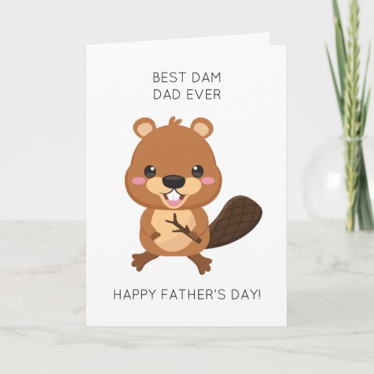 Funny Beaver Animal Pun Vaderdag Kaart (Voorkant)