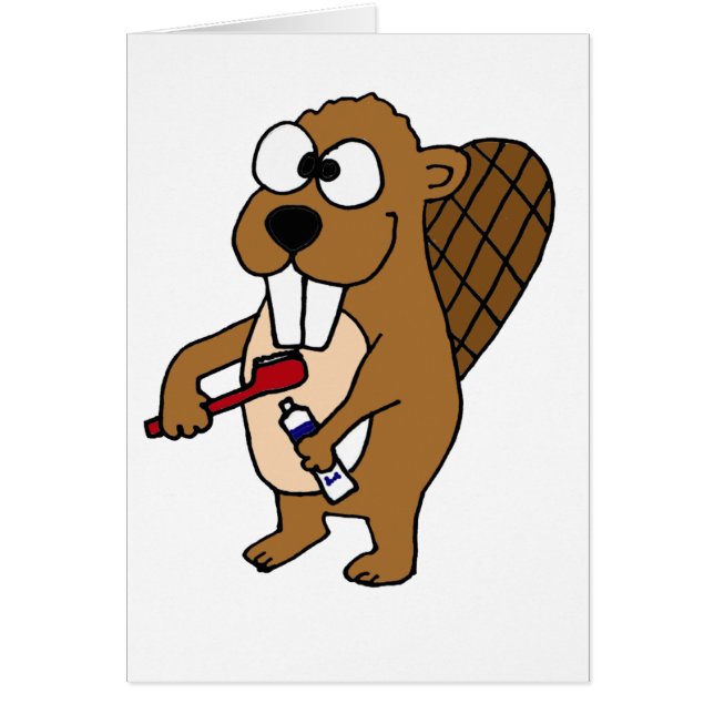Funny Beaver Brushing Teeth Cartoon (Voorkant)