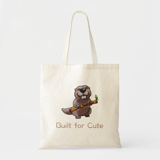 Funny Beaver Cartoon – Built for Cute Tote Bag (Voorkant)
