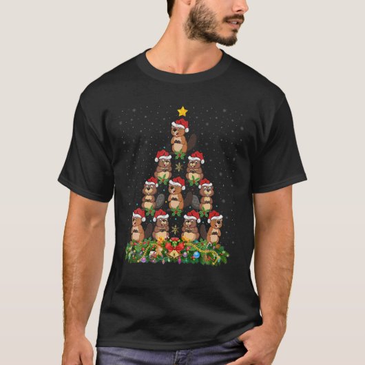 Funny Beaver Dierenvriend Santa Beaver Kerstmis T T-shirt (Voorkant)