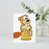 Funny Beaver Drink Beer Briefkaart (Staand voorkant)