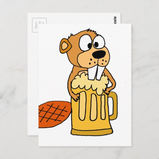 Funny Beaver Drink Beer Briefkaart (Voorkant / Achterkant)