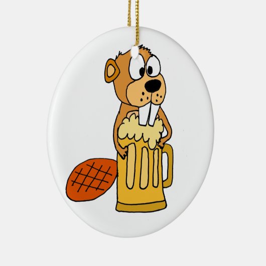 Funny Beaver Drink Beer Keramisch Ornament (Rechts)