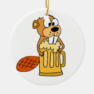 Funny Beaver Drink Beer Keramisch Ornament