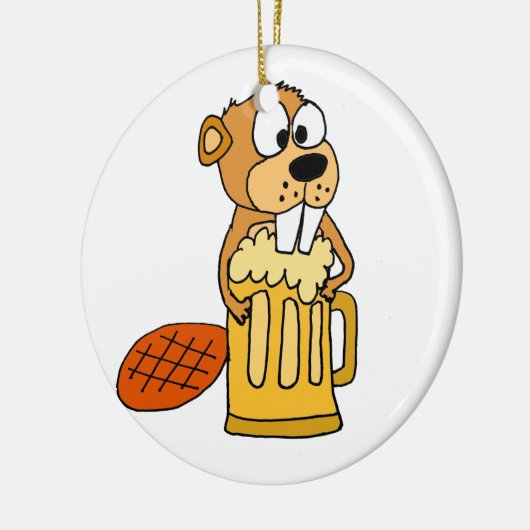 Funny Beaver Drink Beer Keramisch Ornament (Links)