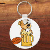 Funny Beaver Drink Beer Sleutelhanger (Voorkant)