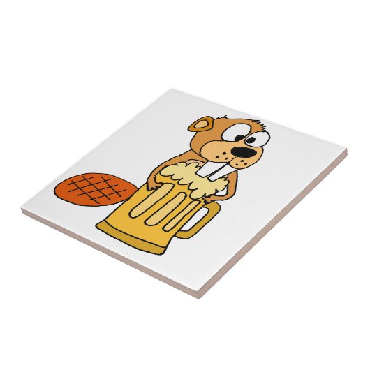 Funny Beaver Drink Beer Tegeltje (Zijkant)