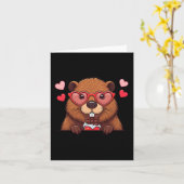 Funny Beaver Hart Chocolade Valentijnsdag Vrouwen Kaart (Gele Bloem)