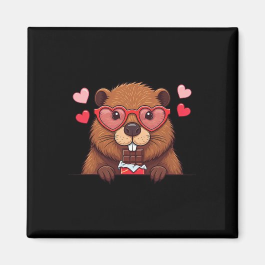 Funny Beaver Heart Chocolate Valentijn Vrouwen Man Magneet (Voorkant)