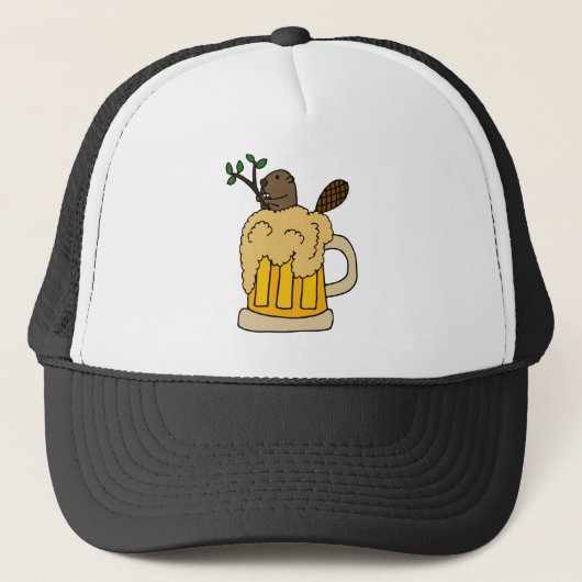 Funny Beaver in de Mok van Beer Trucker Pet (Voorkant)