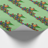 Funny Beaver-kerstman met licht Cadeaupapier (Hoek)