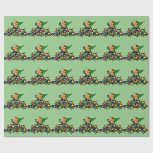 Funny Beaver-kerstman met licht Cadeaupapier (Vlak)