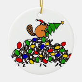 Funny Beaver-kerstman met licht Keramisch Ornament (Voorkant)