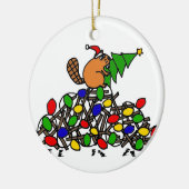 Funny Beaver-kerstman met licht Keramisch Ornament (Links)