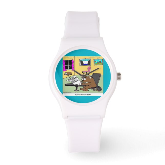 Funny Beaver Living Womens Silicone Watch Horloge (Voorkant)