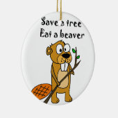 Funny Beaver met de Cartoon van de boom Keramisch Ornament (Rechts)