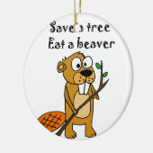 Funny Beaver met de Cartoon van de boom Keramisch Ornament (Links)