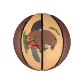 Funny beaver met kettingzaag cartoon humor basketbal (Verticaal)
