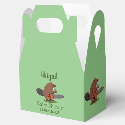 Funny beaver met kettingzaag cartoon humor bedankdoosjes (Geopend)