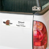 Funny beaver met kettingzaag cartoon humor bumpersticker (Op Truck)