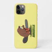 Funny beaver met kettingzaag cartoon humor Case-Mate iPhone case (Achterkant)