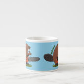 Funny beaver met kettingzaag cartoon humor espresso kop (Voorkant)