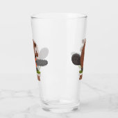 Funny beaver met kettingzaag cartoon humor glas (Links)