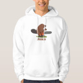 Funny beaver met kettingzaag cartoon humor hoodie (Voorkant)