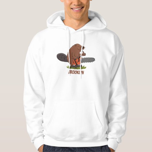 Funny beaver met kettingzaag cartoon humor hoodie (Voorkant)