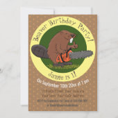Funny beaver met kettingzaag cartoon humor kaart (Voorkant)