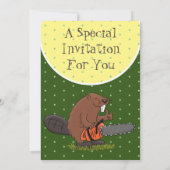 Funny beaver met kettingzaag cartoon humor kaart (Achterkant)