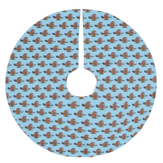 Funny beaver met kettingzaag cartoon humor kerstboom rok (Voorkant)