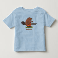 Funny beaver met kettingzaag cartoon humor