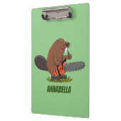 Funny beaver met kettingzaag cartoon humor klembord (Links)