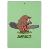 Funny beaver met kettingzaag cartoon humor klembord (Achterkant)