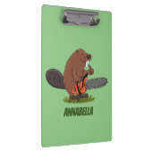 Funny beaver met kettingzaag cartoon humor klembord (Rechts)