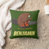 Funny beaver met kettingzaag cartoon humor kussen (Deken)
