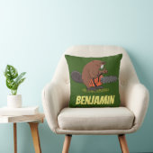 Funny beaver met kettingzaag cartoon humor kussen (Stoel)