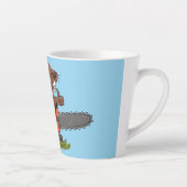 Funny beaver met kettingzaag cartoon humor latte mok (Rechts)