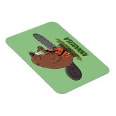 Funny beaver met kettingzaag cartoon humor magneet (Rechterzijde)