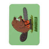 Funny beaver met kettingzaag cartoon humor magneet (Verticaal)